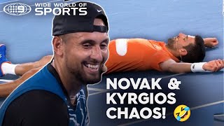 Kyrgios & Djokovic's hilarious exhibition match gets out of hand! 🤣 | Wide World of Sports