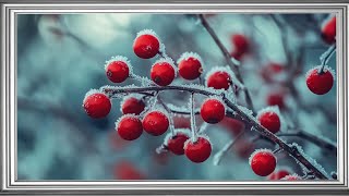 Frosty Red Berries in Winter - Serene 4K TV Frame Art