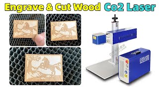 Wood engrave cut Davi 35W galvo co2 laser engraving marking cutting machine for wood bamboo reed