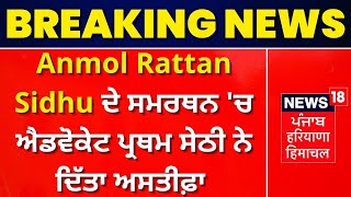 Anmol Rattan Sidhu ਦੇ ਸਮਰਥਨ 'ਚ ਐਡਵੋਕੇਟ ਪ੍ਰਥਮ ਸੇਠੀ ਨੇ ਦਿੱਤਾ ਅਸਤੀਫ਼ਾ | News18 Punjab