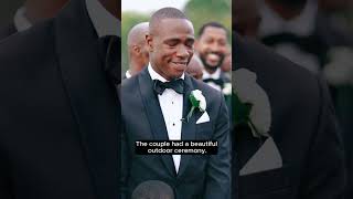 Groom has emotional reaction when seeing the bride walk down the aisle!