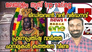 വൻ മുന്നേറ്റവുമായി മീഡിയവൺ തകർന്ന് അടിഞ്ഞ് റിപ്പോർട്ടർ ചാനൽ പ്രാണപ്രതിഷ്ട വാർത്തകളിലെ റേറ്റിങ്ങ്