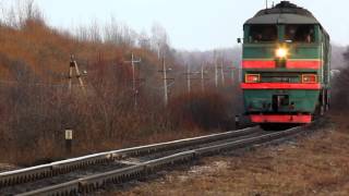 [RZD] 2TE116-641with a freight train