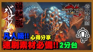 【MHRSB】 魔物獵人堀起 破曉 速刷護石素材必備！！凡人級!! 斬裂 輕弩 上位爆鱗龍 2分台\