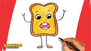 How to Draw Bread Kawaii Style | Simple Bread Drawing Tutorial