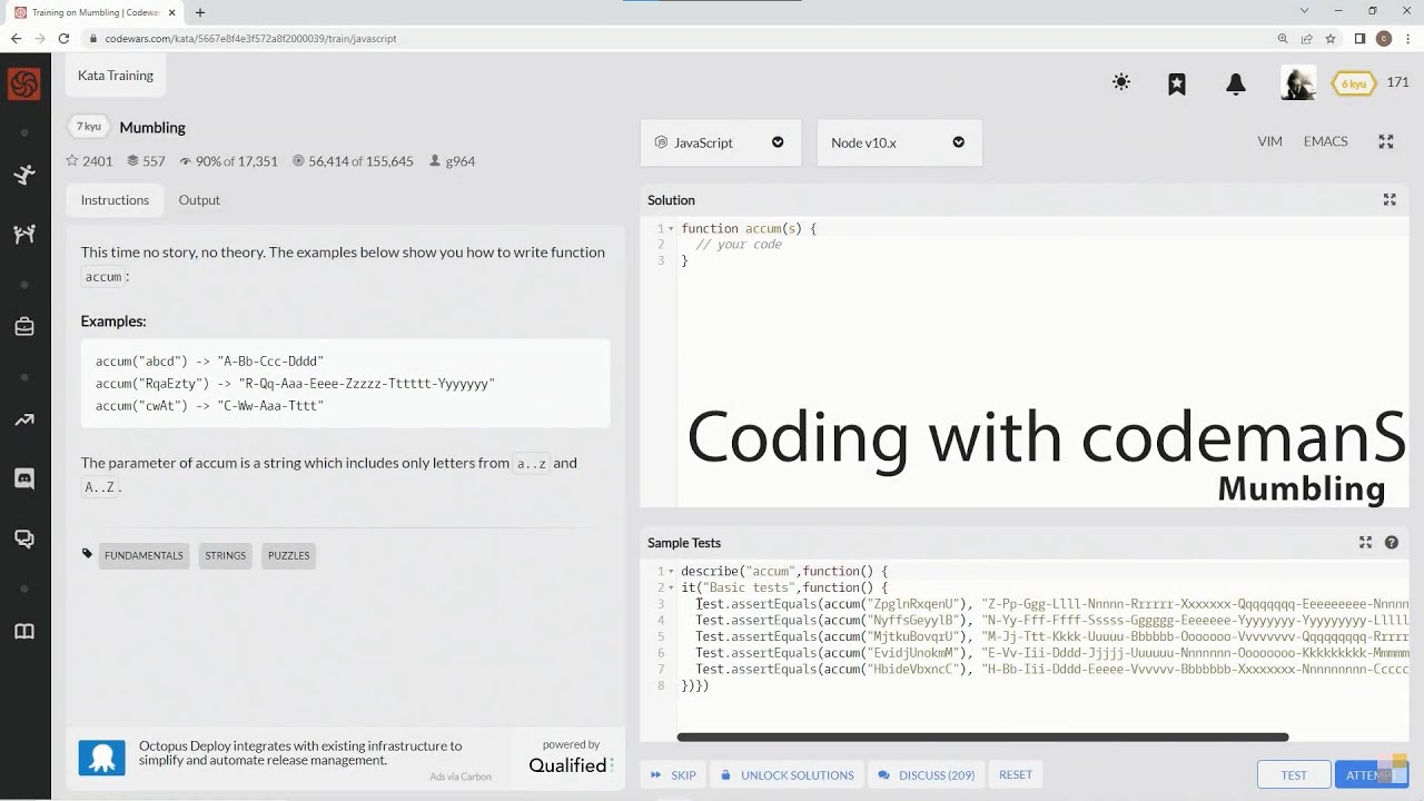 Codewars 7 Kyu Mumbling Javascript Youtube