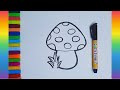 How To Draw A Mushroom | Mushroom Drawing, Coloring, Painting, Tracing for Kids and Toddlers #13