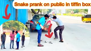 Snake prank on public in tiffin box #funny #comedy #shorts #shortvideo #prank #public #YouTube