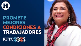 Heredar plazas, aumento salarial y prestaciones los compromisos de Clara Brugada con trabajadores