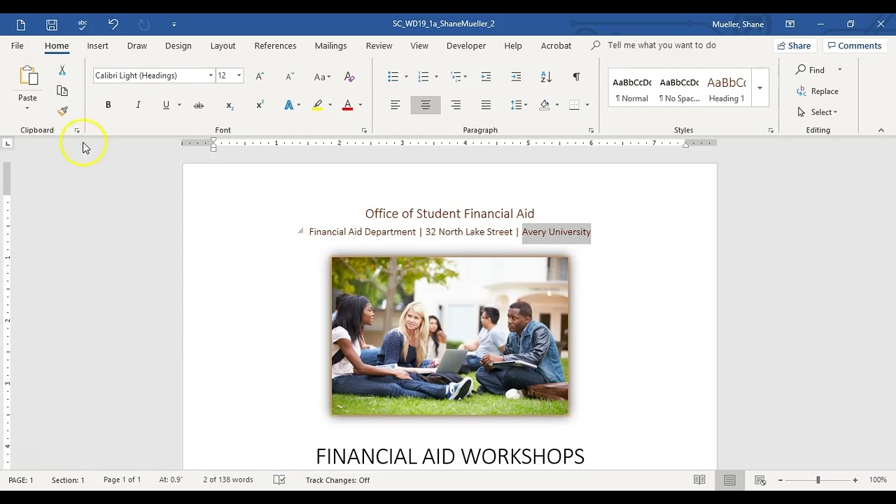 Word Module 1 Sam Project 1a Youtube