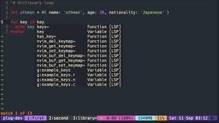 Vimscript Tutorial: Dictionary ( iterate over dictionaries with for loop )