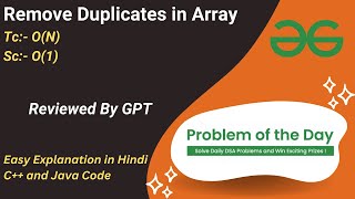 Remove Duplicates in Array | Array | GFG POTD | C++ | Java | Code Kar Lo