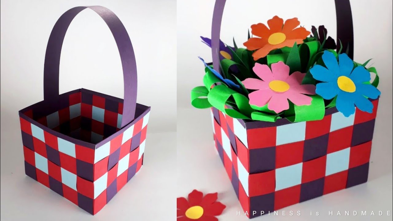 Paper Weaving Basket | Simple Paper Basket Making | DIY - Paper Crafts ...