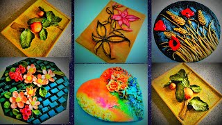 5 Best Clay Art Ideas on canvas | clay painting ideas | air dry clay | 3d clay art | wall decor