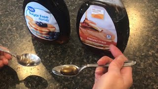 COMPARING sugar-free maple syrup and original maple syrup (SURPRISED how good the sugar-free tasted)