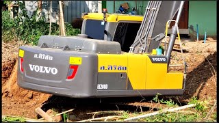 รถขุดวอลโว่ VOLVO EC200D ยกที่สองมาแล้วครับ ตีกอไผ่เสียงดังฟังชัด เก็บพื้นที่งานทำผนังกั้นตลิ่ง