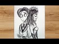 How To Draw Victor And Emily Step by Step | Corpse Bride Drawing