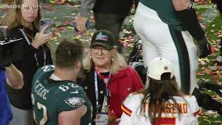 Mic'd up Mama Kelce finding her boys Travis & Jason after the Super Bowl LVII is everything 🥹❤