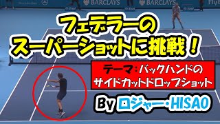 【テニス】【federer】フェデラーのスーパーショットに挑戦！by ロジャー・HISAO【バックハンドのサイドカットの効いたドロップショット編】 #federer