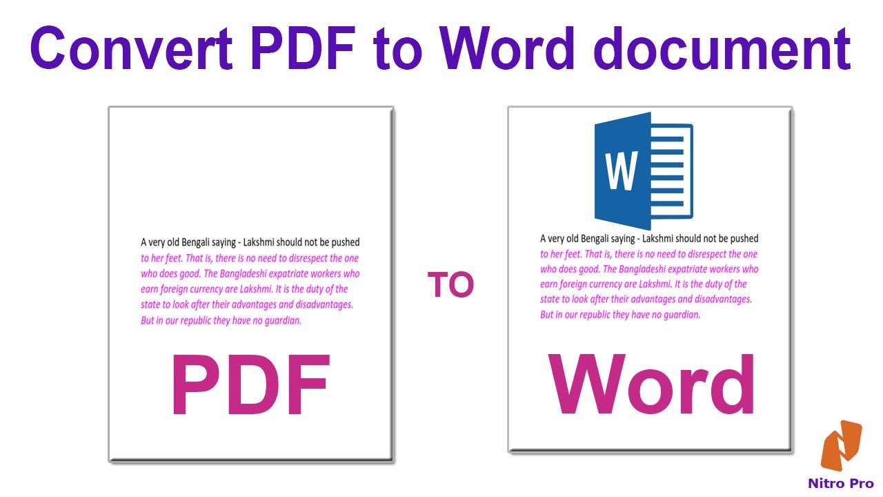 How To Convert PDF To Word Document In Nitro Pro - YouTube