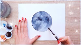 Paint With Me the Moon with Watercolors | How to deal with Perfectionism as an Artist