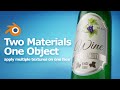 Blender 2 materials one object, add multiple textures on one face for 3D packaging mockup