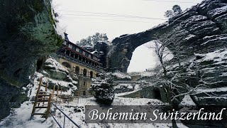 Bohemian Switzerland Sand Stone Bridge Winter Děčín Czech Republic  (Cinematic)