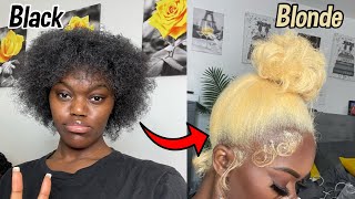 HOW I BLEACHED MY NATURAL HAIR BLACK TO PLATINUM BLONDE 👱🏾‍♀️