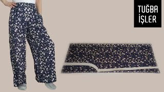 Very Easy Palazzo Trouser Cutting and Sewing | Tuğba İşler