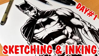 7 Days Of DC COMIC ART! How To Sketch & Ink. *Day#1*