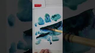 ATMOSPHERIC ABSTRACT LANDSAPE WATERCOLOUR PAINTNG #shorts