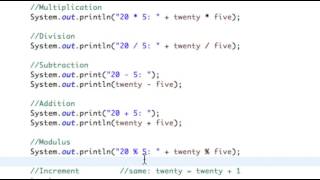 Java arithmetic operators