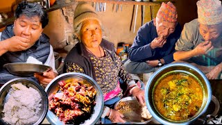 local chicken soup eating with rice(लोकल कुखुराको सुप)@NepaliVillagemomvlog