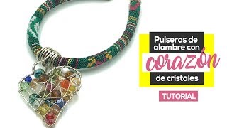 Como Hacer Pulseras Fáciles con Corazón de Cristales y Terminales de Alambre