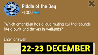 Riddle Of The Day Zoo 22-23 December | Zoo Riddle Of The Day Code | Riddle Of The Day Zoo