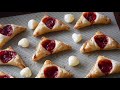 簡単 甘酸っぱい～♡三角苺ジャムパイ easy strawberry jam pie triangles