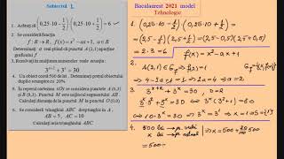 Bacalaureat 2021 Matematica Tehnologic - Model oficial