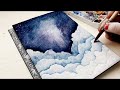 Relaxing watercolor painting idea - painting negative space - for beginners