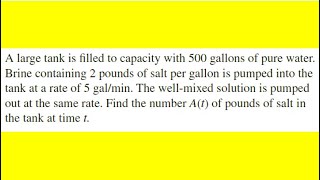 A large tank is filled to capacity with 500 gallons of pure water