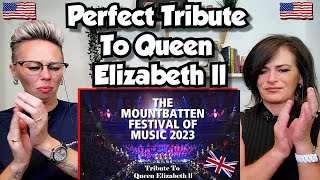 American Couple Reacts: Queen Elizabeth TRIBUTE! Mountbatten Festival of Music 2023! ROYAL MARINES!