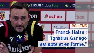 Franck Haise avant Dijon - RC Lens: « Ganago est apte et en forme »