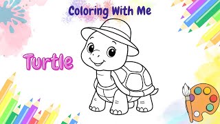 Cute Turtle Coloring Tutorial 🐢🎨 | Easy Drawing & Coloring for Kids