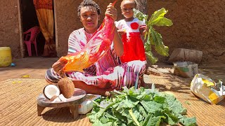 Cooking African Village food/Giriama Coconut Fish Curry with Vegetables/African Village life