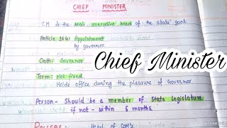 Chief Minister || lec.49 || Handwritten notes || Indian Polity ||