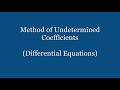 Method of Undetermined Coefficients | Nonhomogeneous LDE