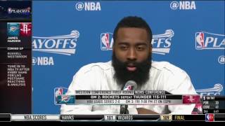 James Harden On Slowing Down Russell Westbrook POSTGAME Interview 2017