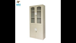 Install step-file cabinet with up glass door