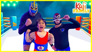 Ryan Becomes Strong and Challenge La Luchadora on Ryan's Mystery Playdate!!!