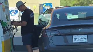 He Tried to Put Gas In His Tesla Model 3