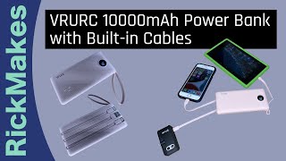 VRURC 10000mAh Power Bank with Built-in Cables